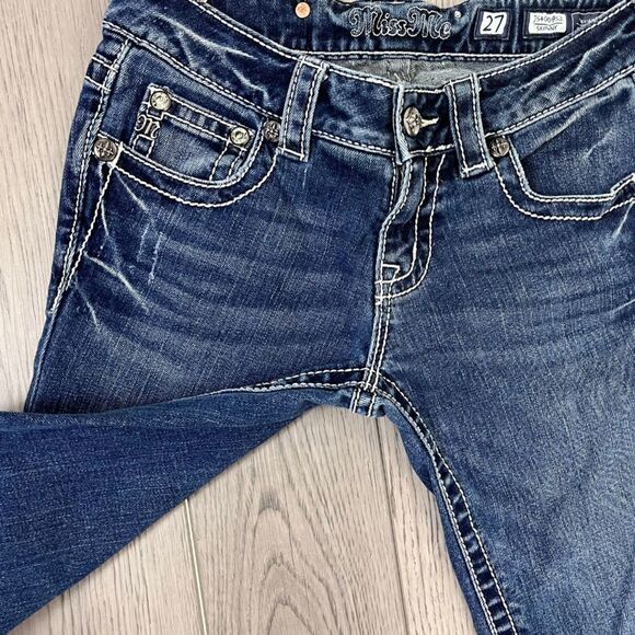 Miss Me Women Size 27 Classic Skinny Leg Low Rise Denim Cotton Jeans Y2K Western - Picture 12 of 12